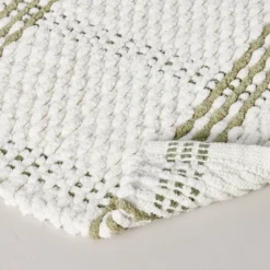20"x32" Open Plaid Bath Rug Green/Cream - Hearth & Hand™ With Magnolia: Woven Cotton, Machine Washable -Chic Home Decor Sale Shop GUEST 1880fe11 0f14 41f4 b165 580db8ba39b3