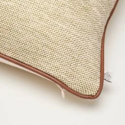 18"x18" Tweed With Faux Leather Trim Square Toss Pillow Green - Hearth & Hand™ With Magnolia -Chic Home Decor Sale Shop GUEST 39106b11 5d49 4063 8643 1e2da4c27114