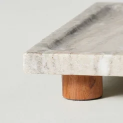 8"x12" Footed Marble Countertop Tray Warm Beige - Hearth & Hand™ With Magnolia: Acacia Wood Base, Rectangular Shape -Chic Home Decor Sale Shop GUEST 50b2dd05 727d 4308 82af 9ed61cc2bec0