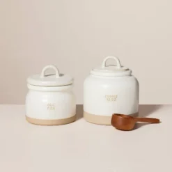 12oz Stoneware Crock Coffee Canister With Scoop Cream/Clay - Hearth & Hand™ With Magnolia -Chic Home Decor Sale Shop GUEST 65b7994c a1eb 4670 b20b ff3df4965168