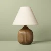 Ribbed Ceramic Table Lamp Brown/Oatmeal - Hearth & Hand™ With Magnolia: Farmhouse Accent, 40W Max, ETL Listed