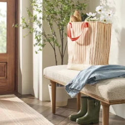 Engineered Stripe Market Tote Orange/Natural - Hearth & Hand™ With Magnolia