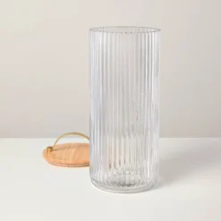 Fluted Glass Storage Canister With Wood Lid - Hearth & Hand™ With Magnolia -Chic Home Decor Sale Shop GUEST 6f094c21 d65b 4804 a471 6ebf9ae370a4
