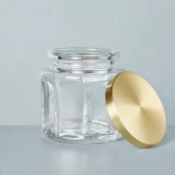 Sculpted Glass Canister Clear/Brass - Hearth & Hand™ With Magnolia -Chic Home Decor Sale Shop GUEST 71f281b6 258a 4b80 b1af 9a6bc3fbbc8f