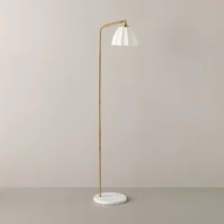 61" Fluted Ceramic Floor Lamp With Marble Base - Hearth & Hand™ With Magnolia