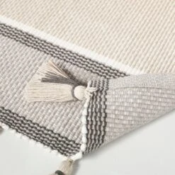 24"x60" Color Block Stripe Tassels Bath Rug Neutral Taupe - Hearth & Hand™ With Magnolia -Chic Home Decor Sale Shop GUEST 910979a7 4645 484a b851 9e3664ee4695