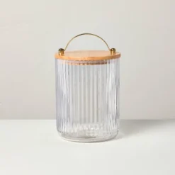 Fluted Glass Storage Canister With Wood Lid - Hearth & Hand™ With Magnolia -Chic Home Decor Sale Shop GUEST 9846df65 8d9e 485b 894a 7097192c63e9