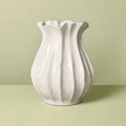 Pleated Ceramic Vase Sour Cream - Hearth & Hand™ With Magnolia -Chic Home Decor Sale Shop GUEST 9a8371ba f308 4267 86b3 db758d29e3e6