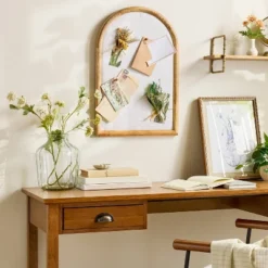 Arched 16"x24" Wood Framed Fabric Bulletin Board - Hearth & Hand™ With Magnolia
