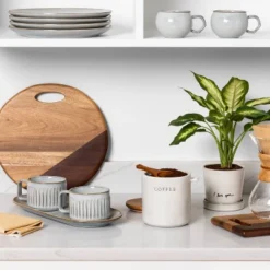 37oz Stoneware Coffee Canister With Wood Lid & Scoop Cream/Brown - Hearth & Hand™ With Magnolia -Chic Home Decor Sale Shop GUEST aef29b16 7bbe 4830 b428 8f782b26876d