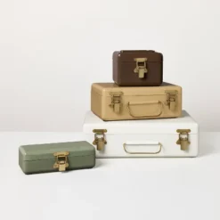 9" Large Metal Box With Brass Hardware Sour Cream - Hearth & Hand™ With Magnolia -Chic Home Decor Sale Shop GUEST b1223a36 9601 463c a88a 8ab39a967c2e