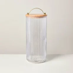 Fluted Glass Storage Canister With Wood Lid - Hearth & Hand™ With Magnolia -Chic Home Decor Sale Shop GUEST c2d62f25 20cc 41ee a01c 6ec4ad4d3699